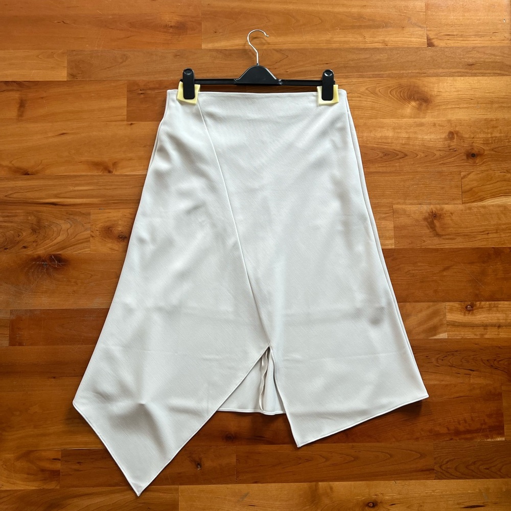 DKNY Beige Asymmetrical Midi Skirt